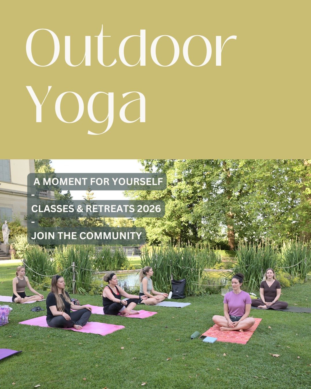 Hello my dears,

I&rsquo;ve been working on my offers for 2026. I&rsquo;m looking forward to spring and to seeing you again outside soon.

Here&rsquo;s what&rsquo;s coming this year:

🌸 This spring:
 Outdoor Yoga sessions every Tuesday at Rieterpark