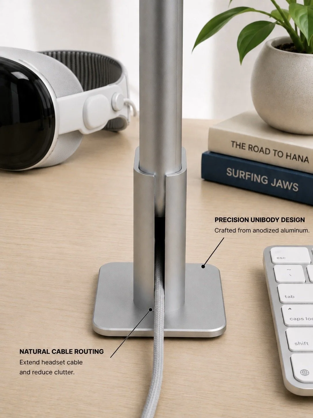 Workstation Dock by Xmount360 for Apple Vision Pro - machined unibody design natural cable routing.jpg