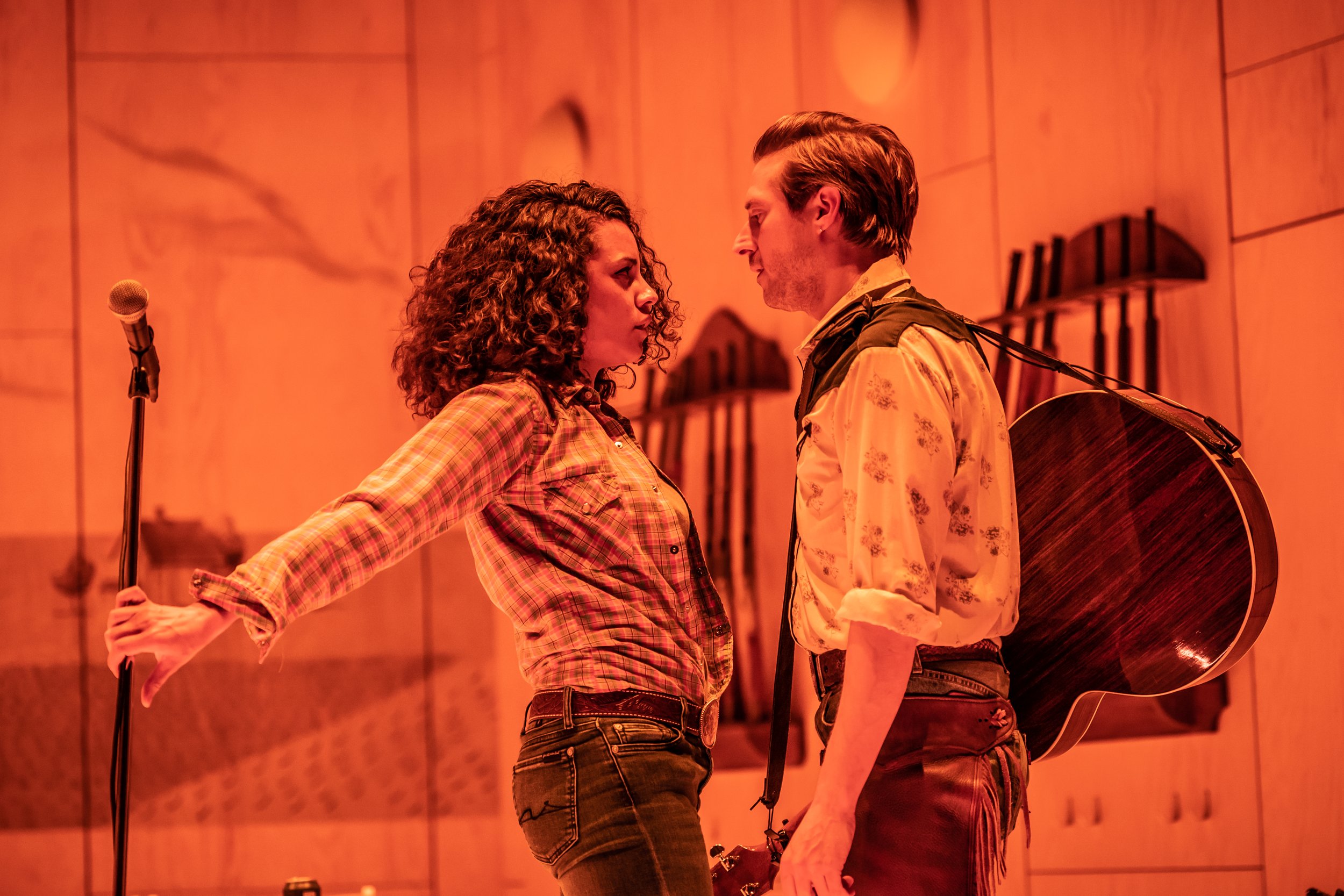 Anoushka Lucas (Laurey Williams) and Arthur Darvill (Curly McLain) in Oklahoma! Photo by Marc Brenner.jpg