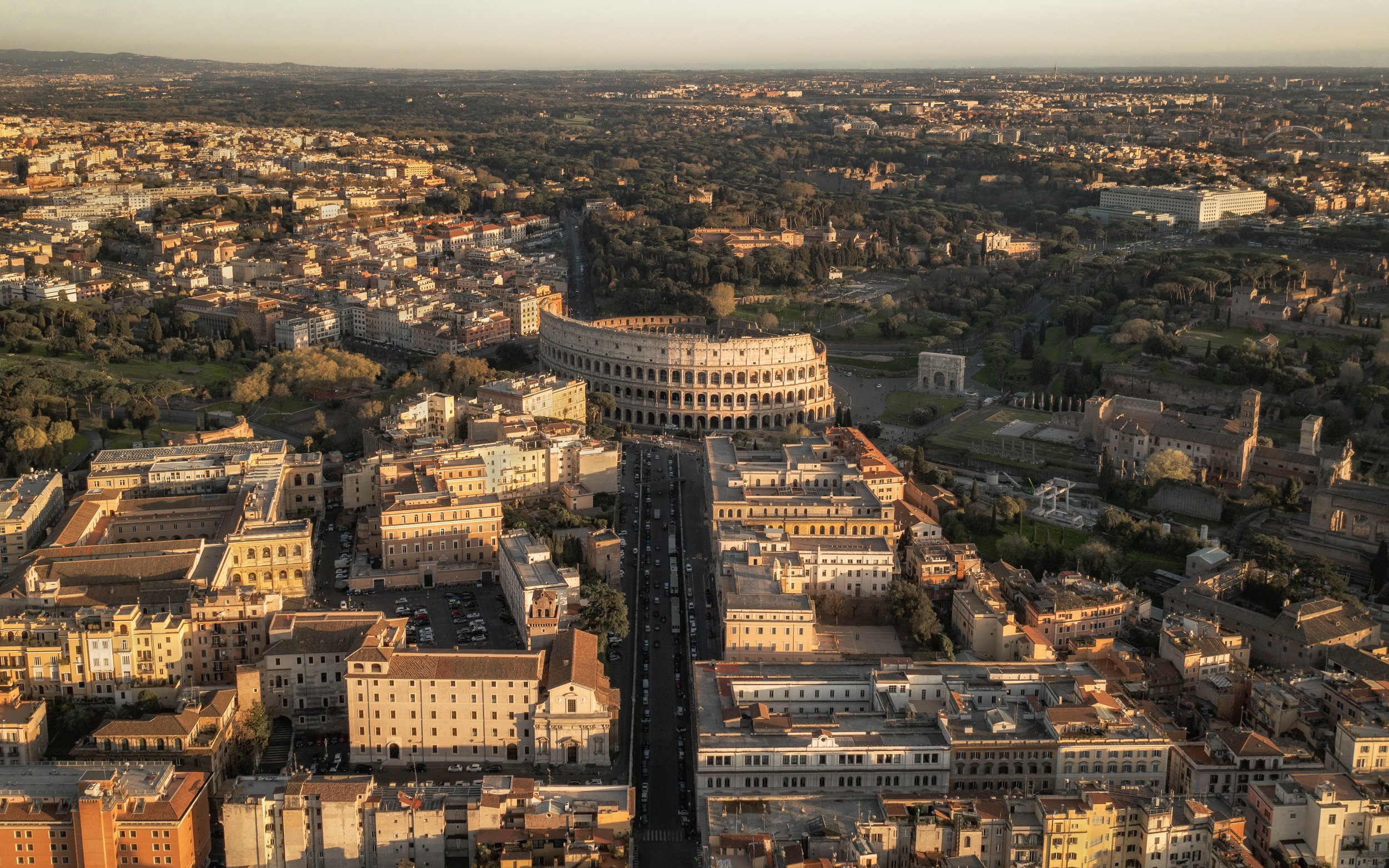 Overzichtsfoto van het Colosseum in Rome
