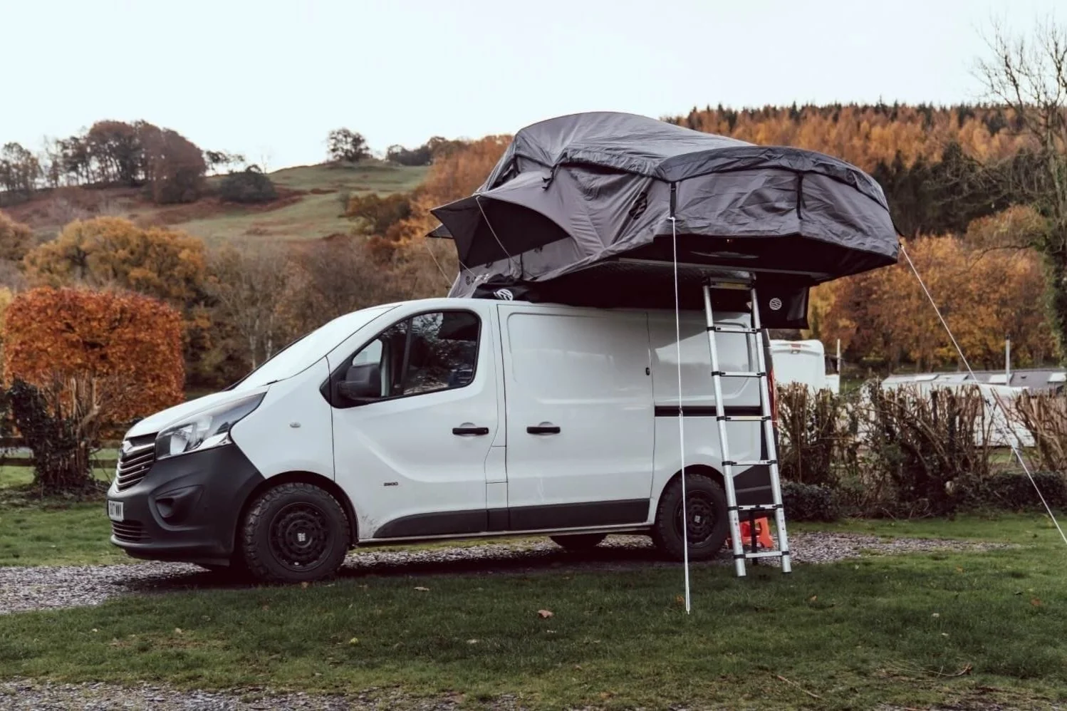 big roof tent on a white van