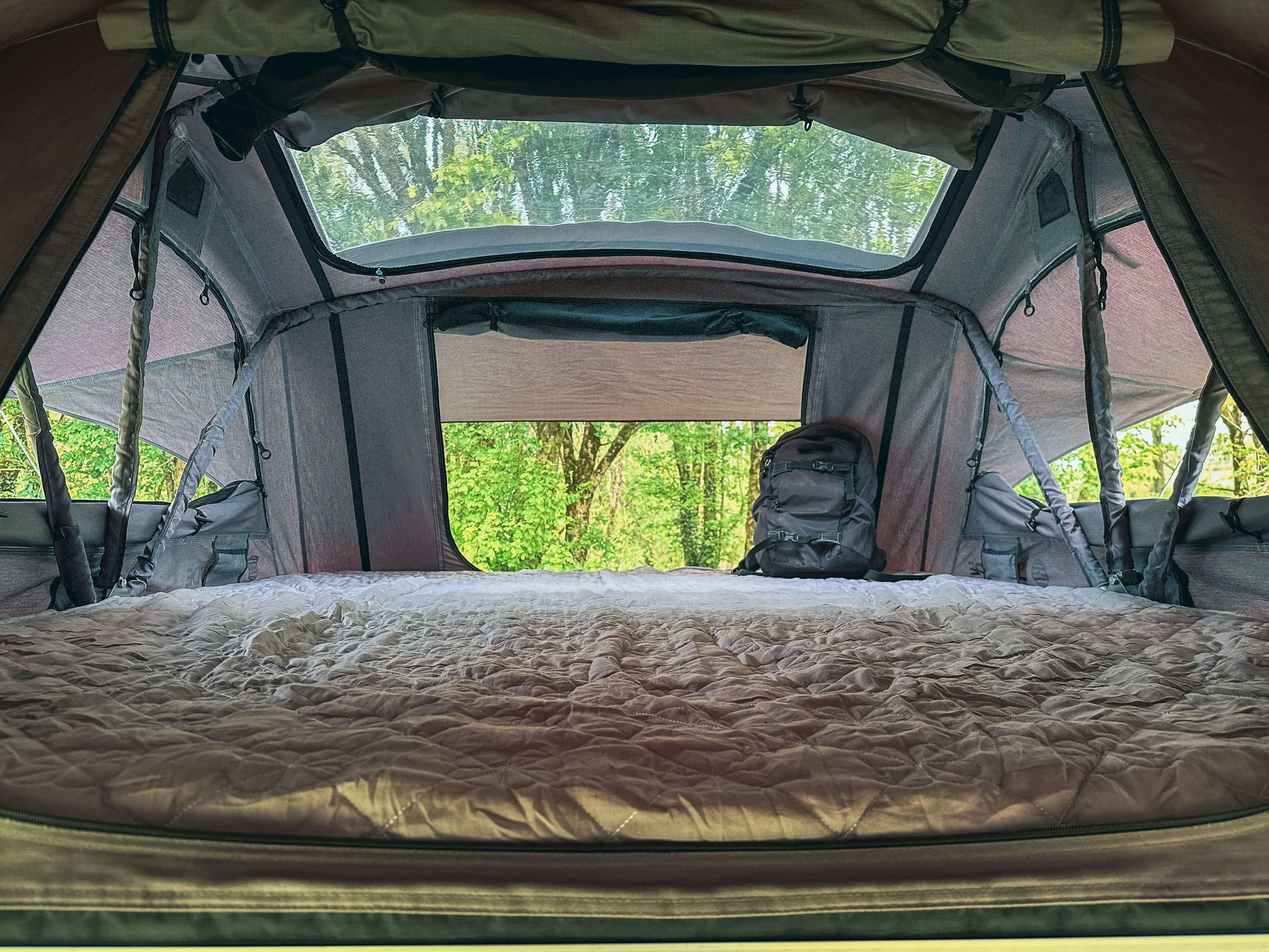 Inside an XL Roof Tent on Van 