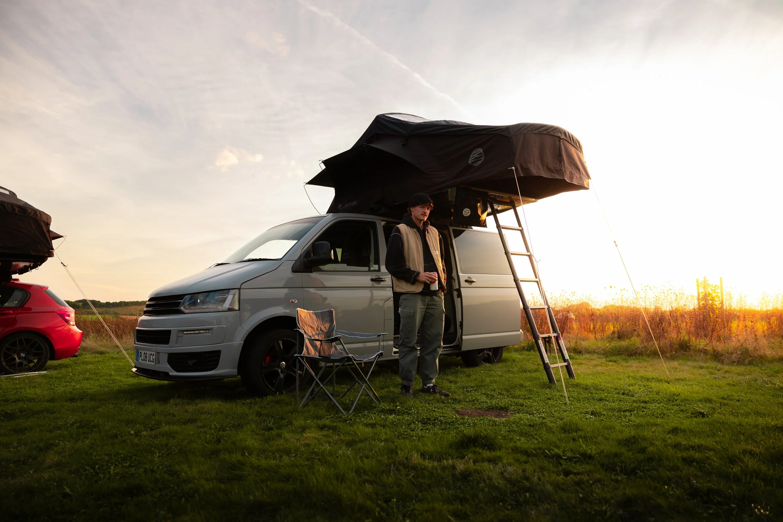 vw van with roof tent