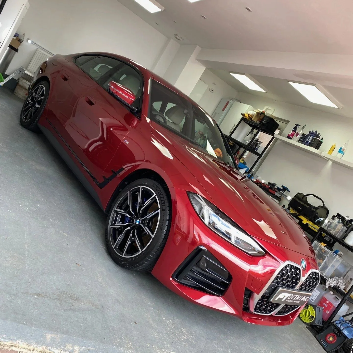 Red BMW machine polished and ceramic coated