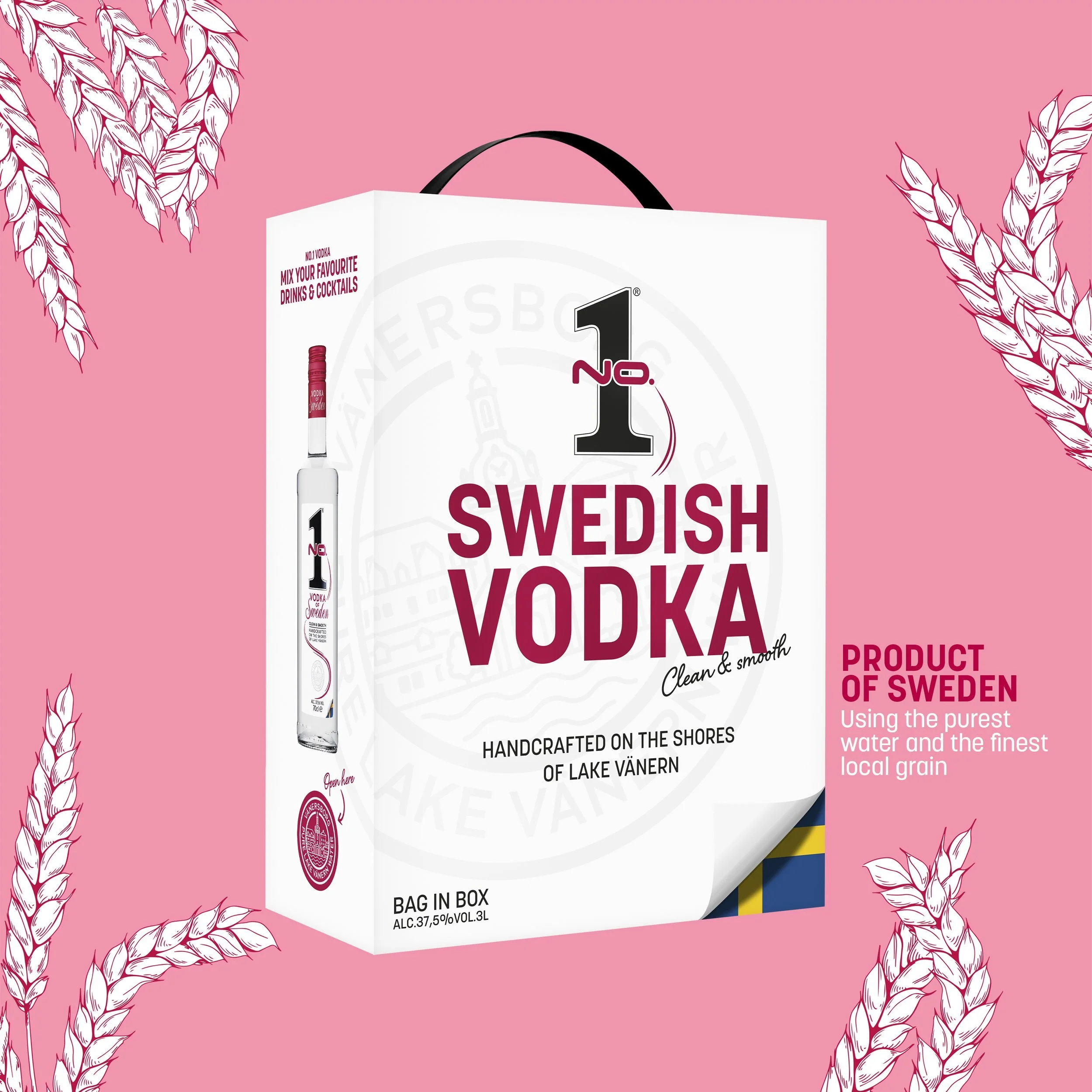 No.1 Swedish Premium Vodka bag in box 3L from Sweden with smooth taste and citrus notes