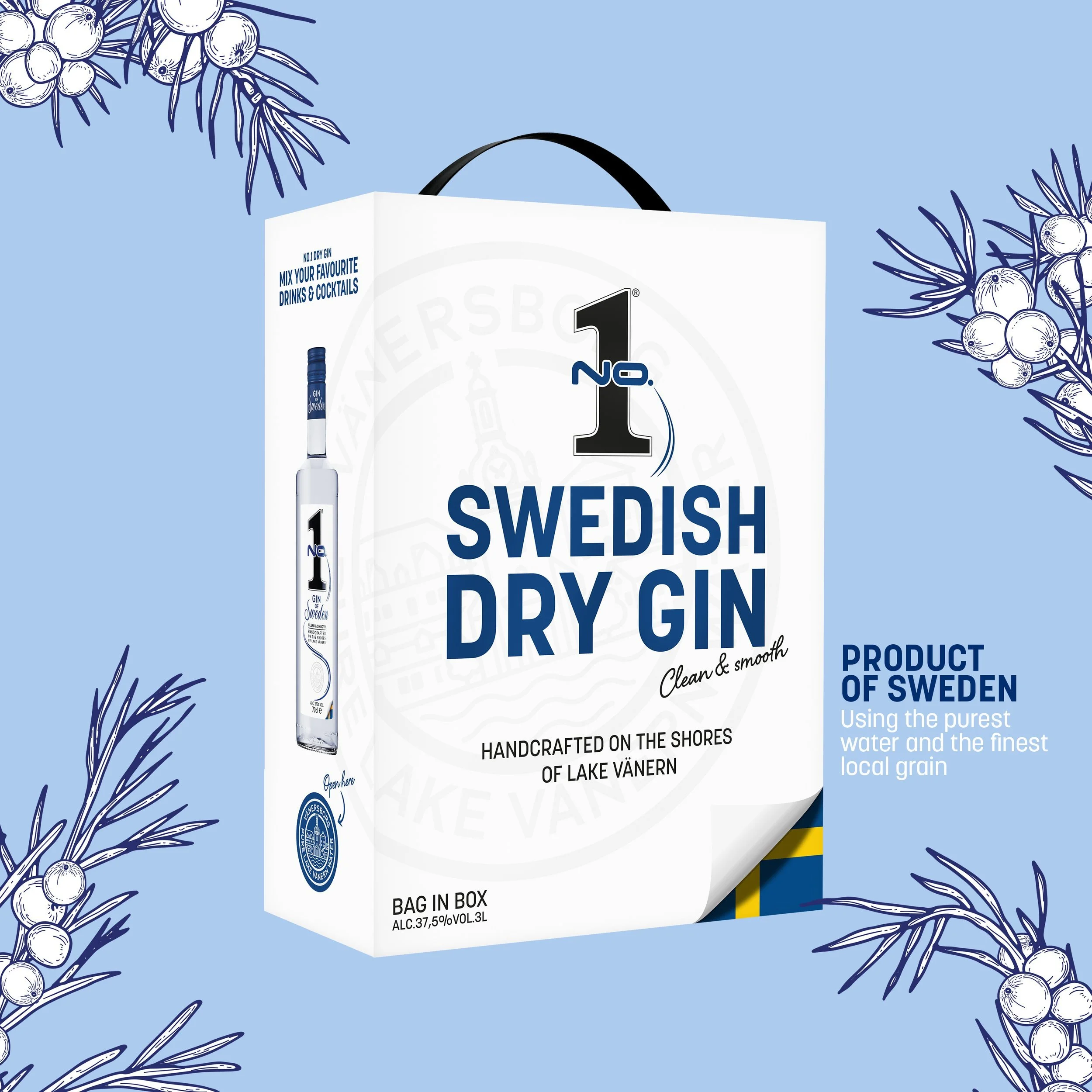 No.1 Swedish Premium Dry Gin bag in box 3L from Sweden with juniper and citrus