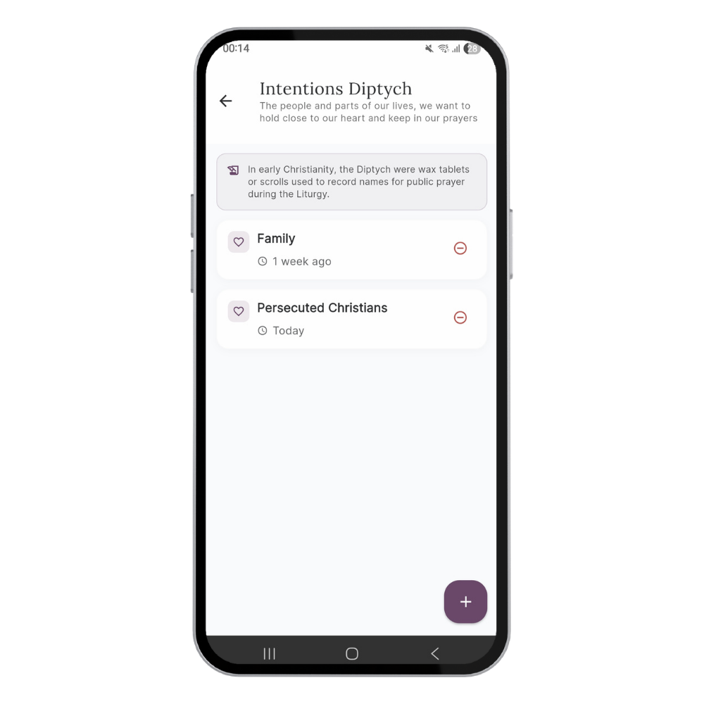 Keep your private prayer intentions close — stored only on your device