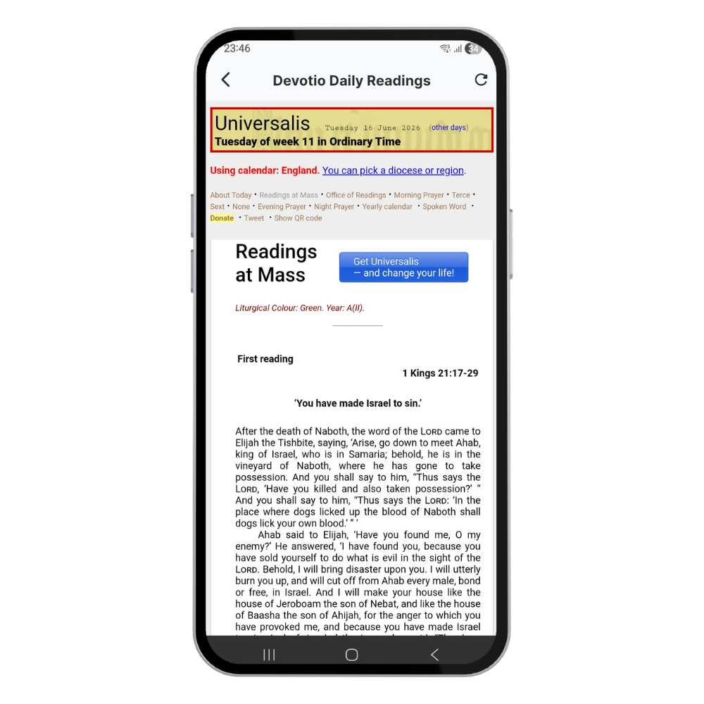 Daily Catholic Mass Readings via Universalis