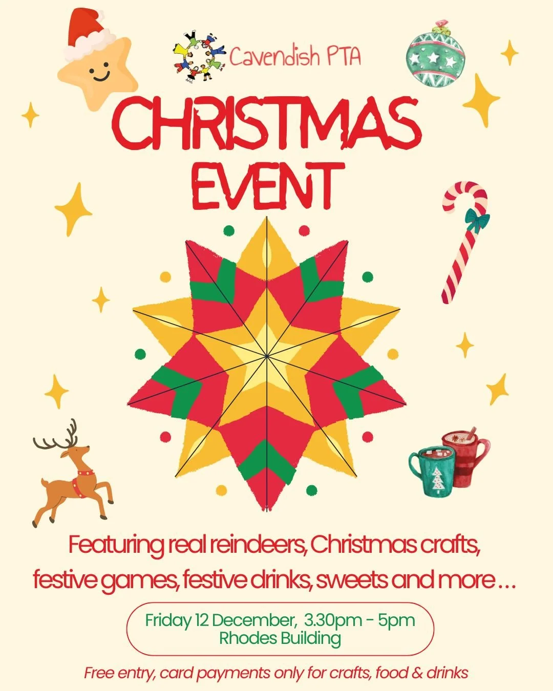 🎄🎅🎁 On Friday 12th December (3.30pm-5pm) we&rsquo;ll be hosting our Christmas Event for Cavendish families, where we&rsquo;ll be offering mulled wine, hot chocolate, festive games, Christmas crafts, sweets and more to be announced, plus an opportu