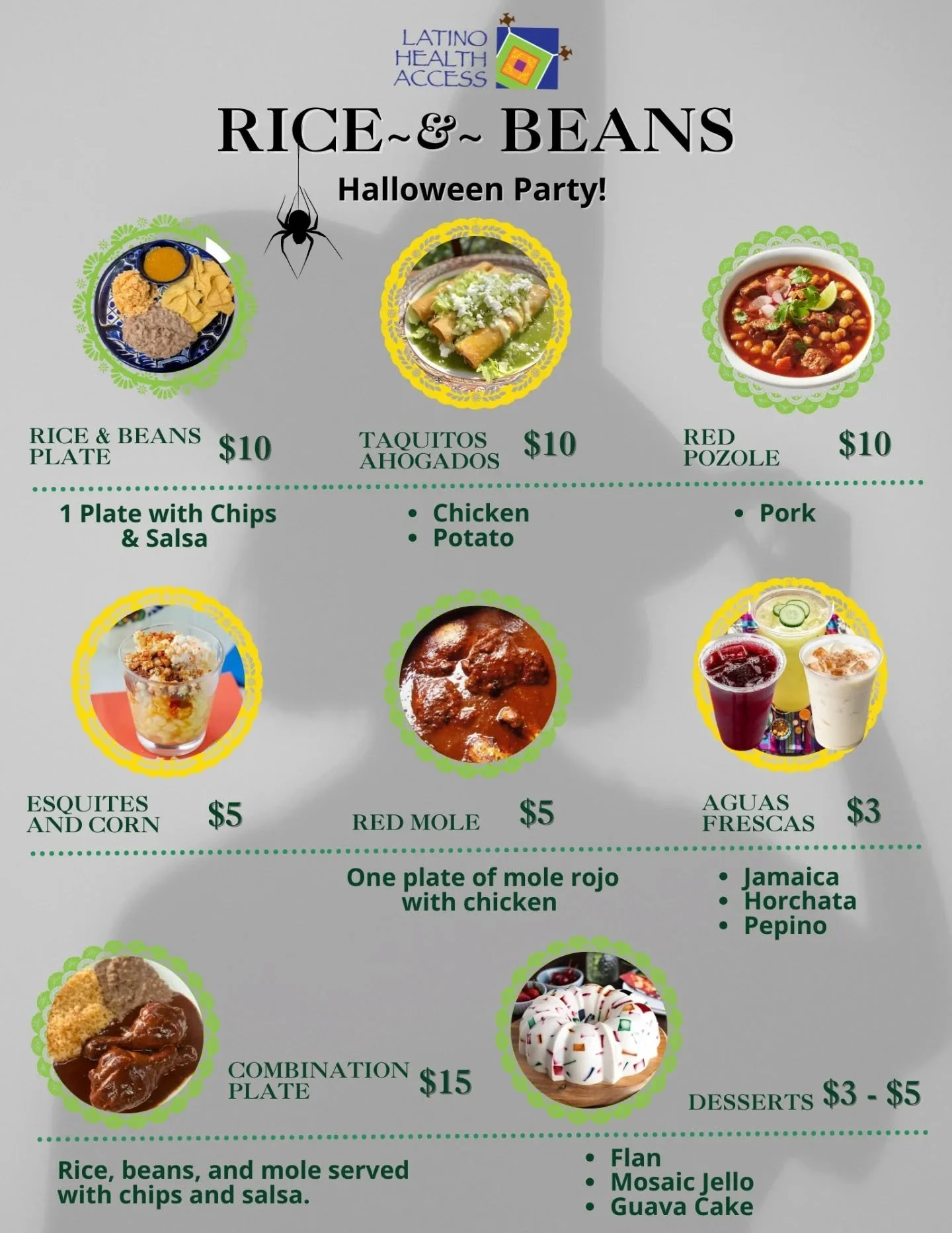 Get ready for a spook-tacular celebration! We're throwing a Halloween party like no other, and we can't wait for you to join us!

Check out our amazing menu for our Rice and Beans event, featuring live entertainment to accompany this incredible food.