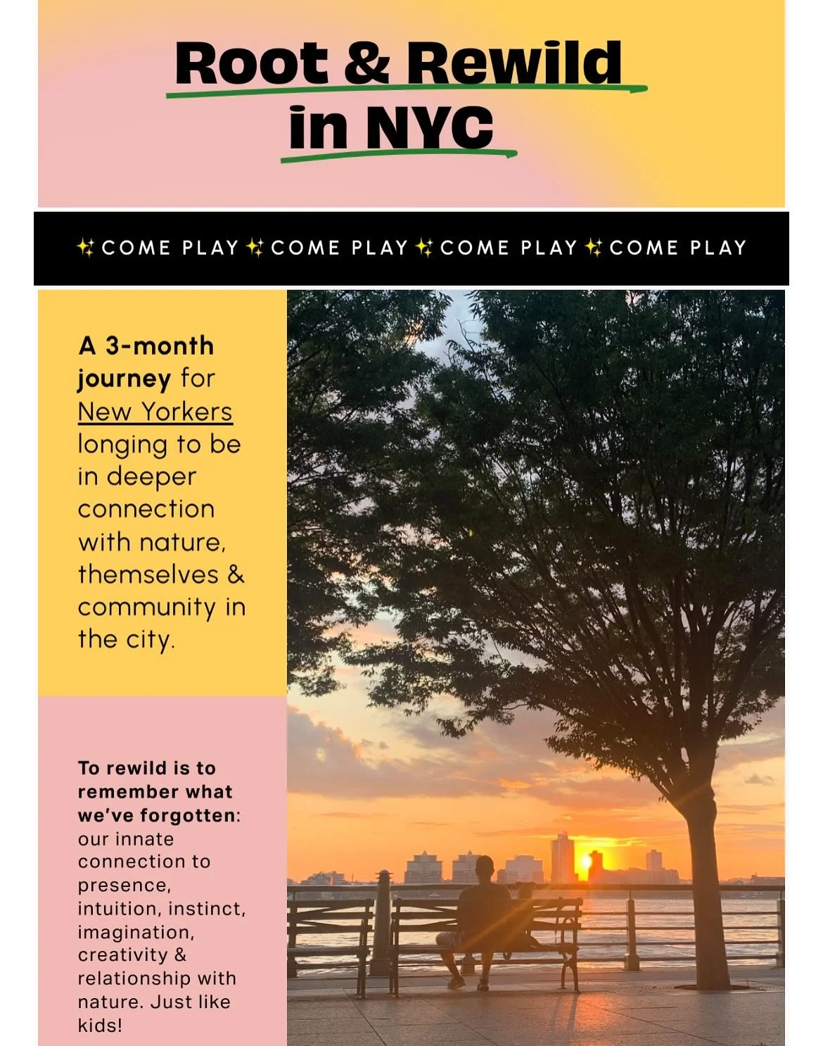 I&rsquo;m so excited to share Root &amp; Rewild&mdash;a 3-month journey for a small circle of New Yorkers who are longing for more connection with nature, themselves, and community right here in the city. See link in bio to learn more!

Over the last