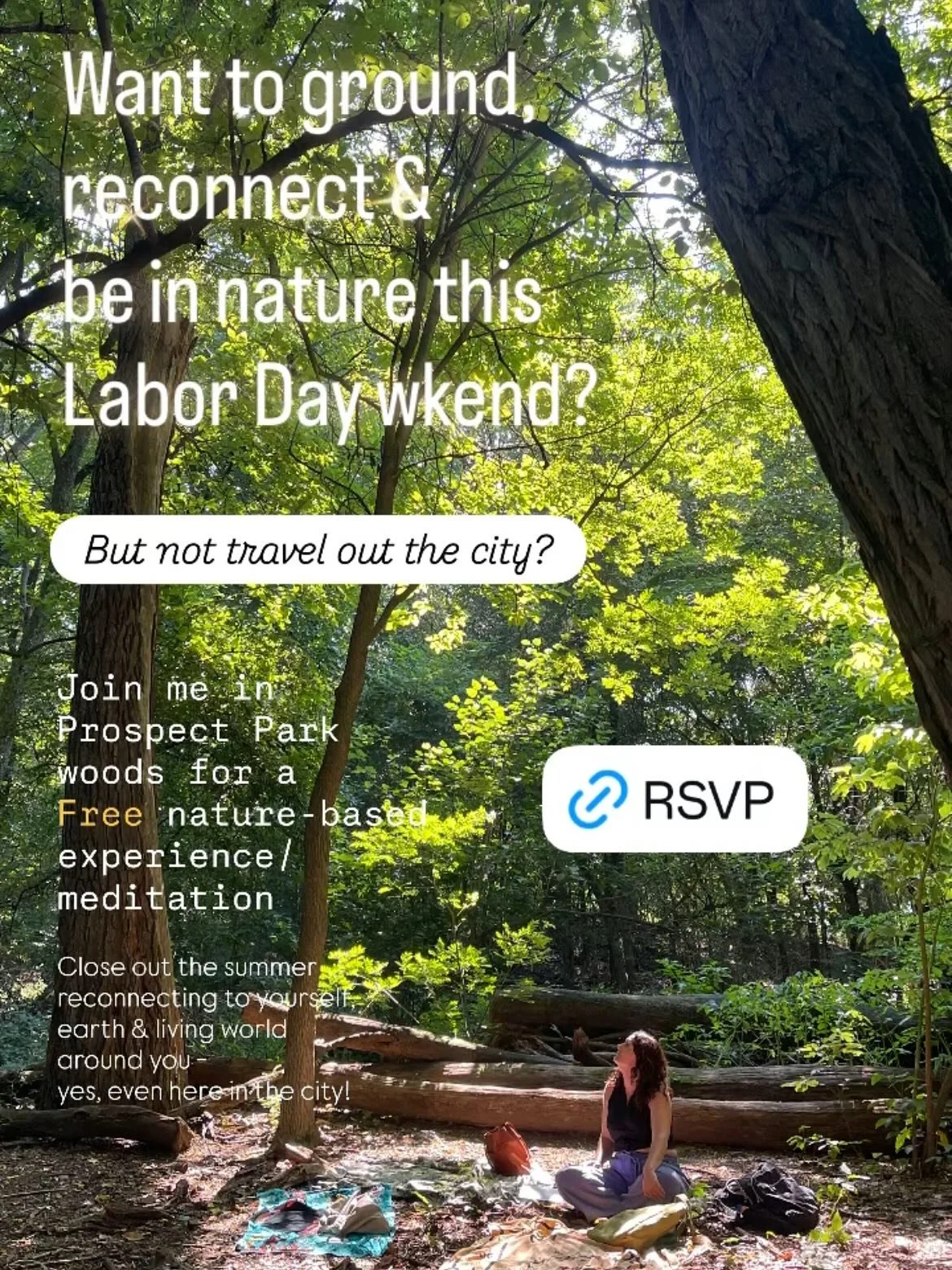 Join me for a free Guided 2.5 hour Nature-Based Experience in Prospect Park this Labor Day weekend! A few options available - RSVP in link in bio. Making space for more play, curiosity, wonder, awe &amp; magic as summer closes. 

A chance to step awa