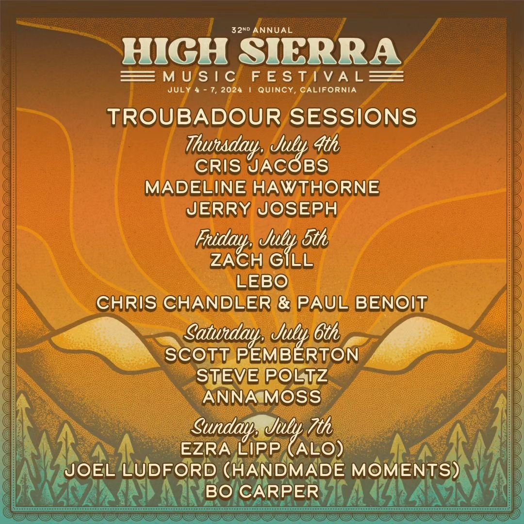 Troubadour Sessions provide an intimate setting eliciting almost a coffee shop feel as everyone in the room builds off each other's energy to create a unique and unforgettable experience - one of #HighSierraMusicFestival's most treasured traditions -