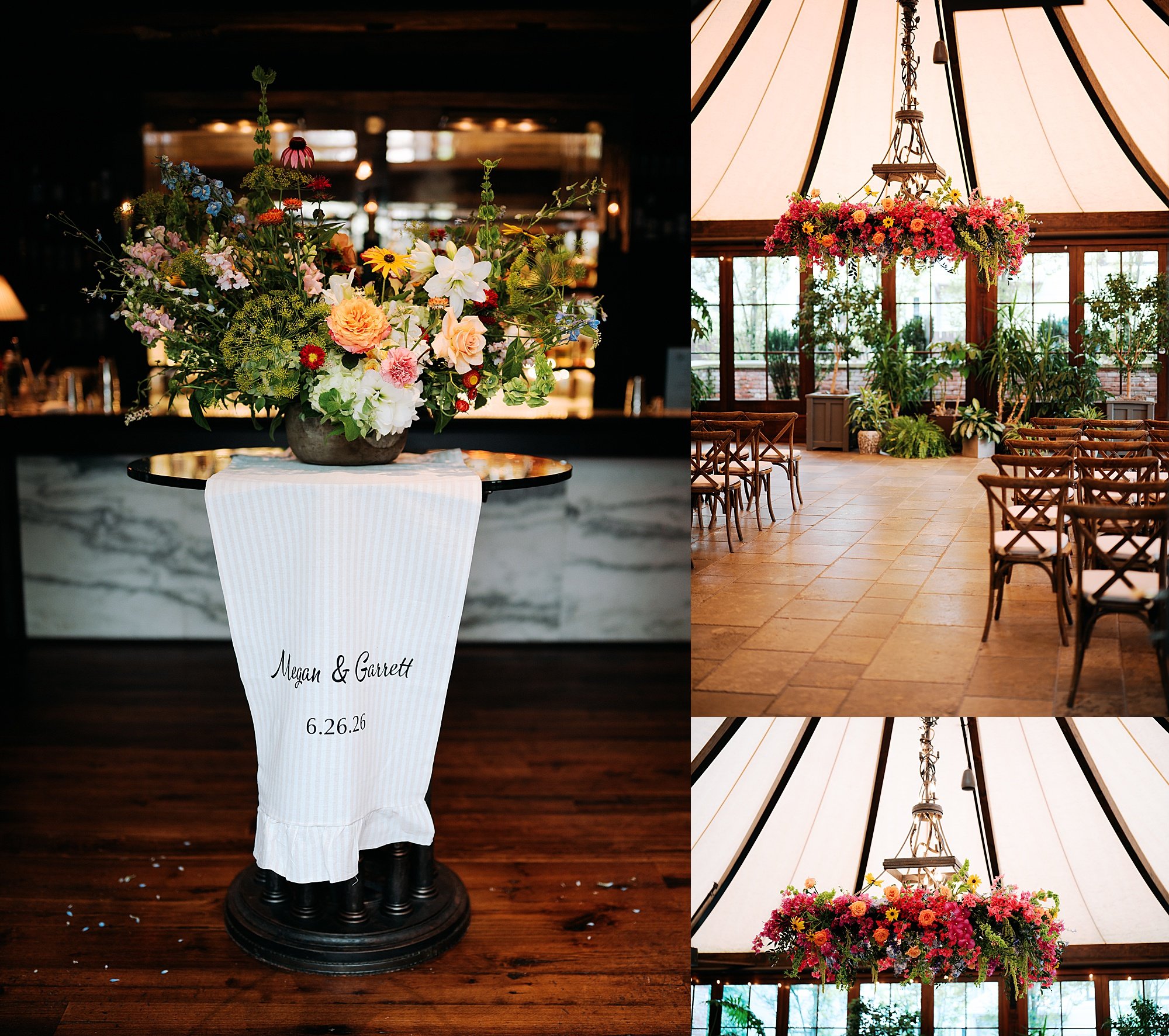 Beautiful floral arrangements by Drury Florals at The Apiary in Lexington, Kentucky.