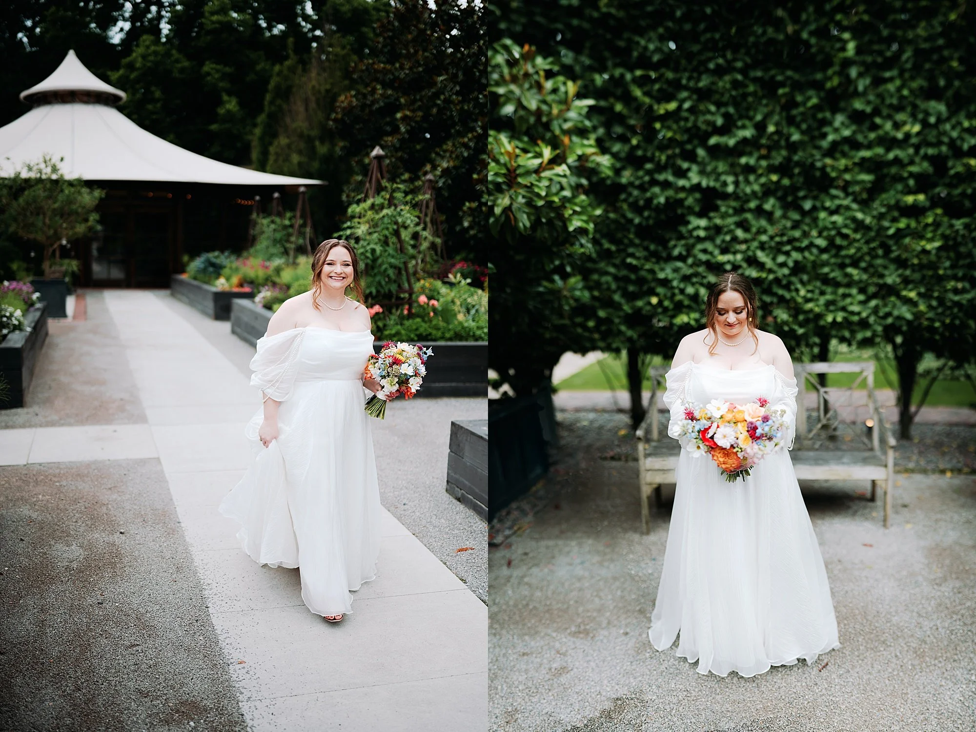 Bridal portraits featuring bright florals photographed at The Apiary in Lexington, Kentucky