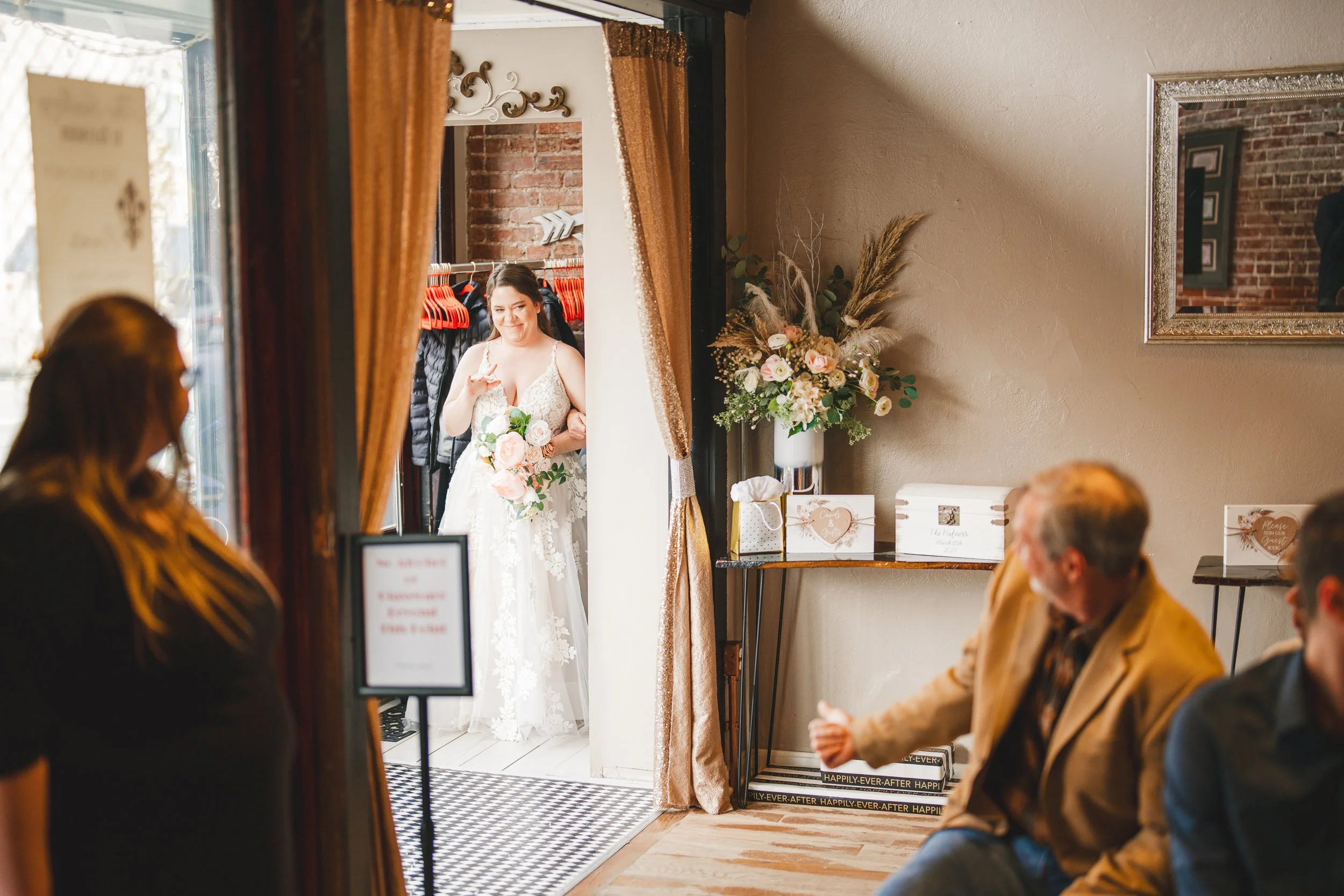 A touching moment just before a wedding captured through documentary wedding photography in Kentucky.