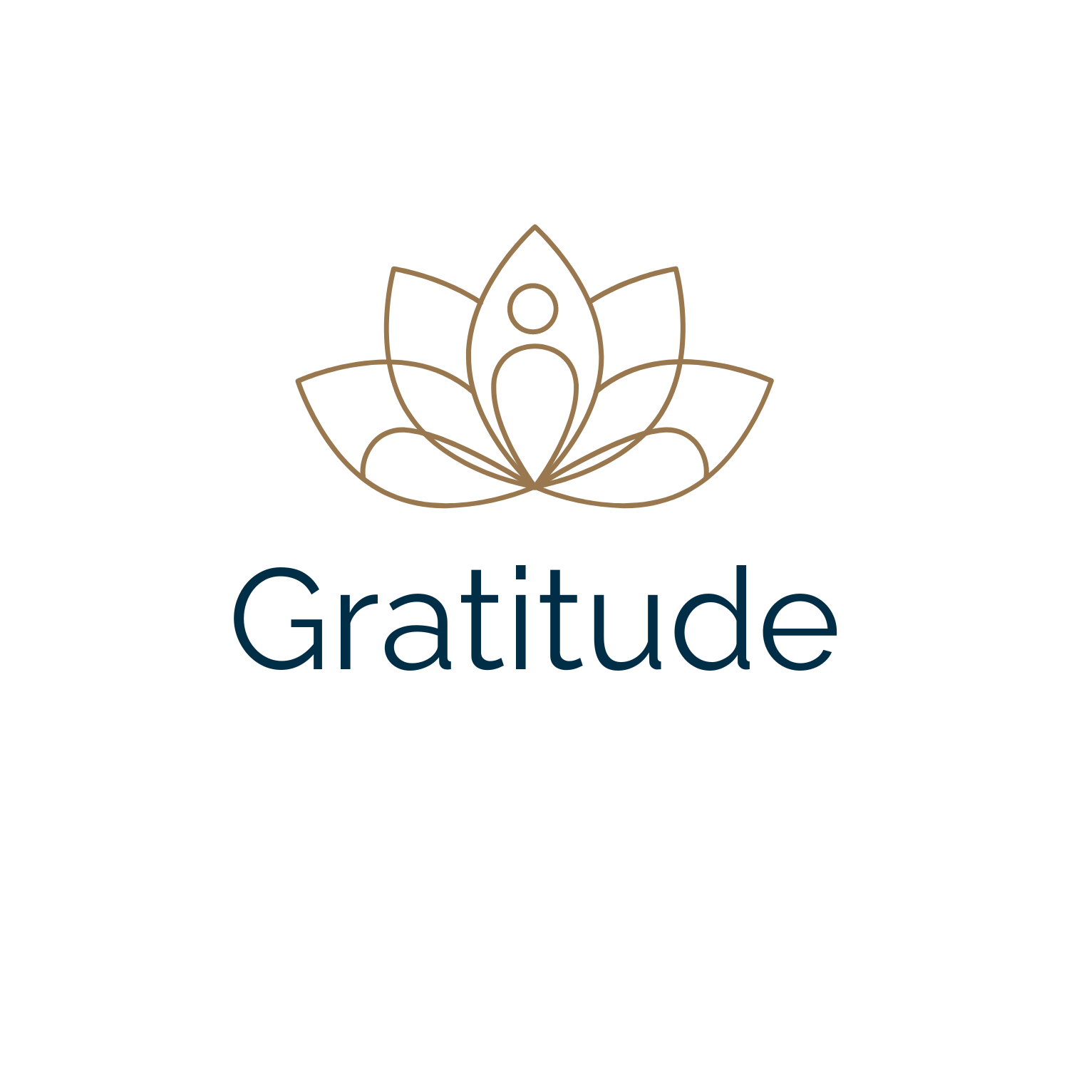 A logo with a stylized lotus flower and the word 'Gratitude' underneath.