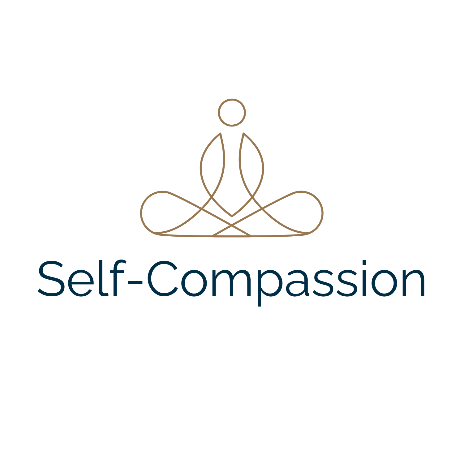 A logo featuring a stylized person in meditation pose with the words 'Self-Compassion' underneath.