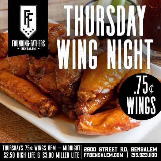Who's up for a wing feast? 🙋&zwj;♂️🙋&zwj;♀️ Tonight, it's all about WING NIGHT at our spot! 🍗✨ Come see us for 75&cent; jumbo wings &amp; $3 Miller Lites from 6pm till midnight...Stay for late-night happy hour starting at 10pm...Thursday's are win