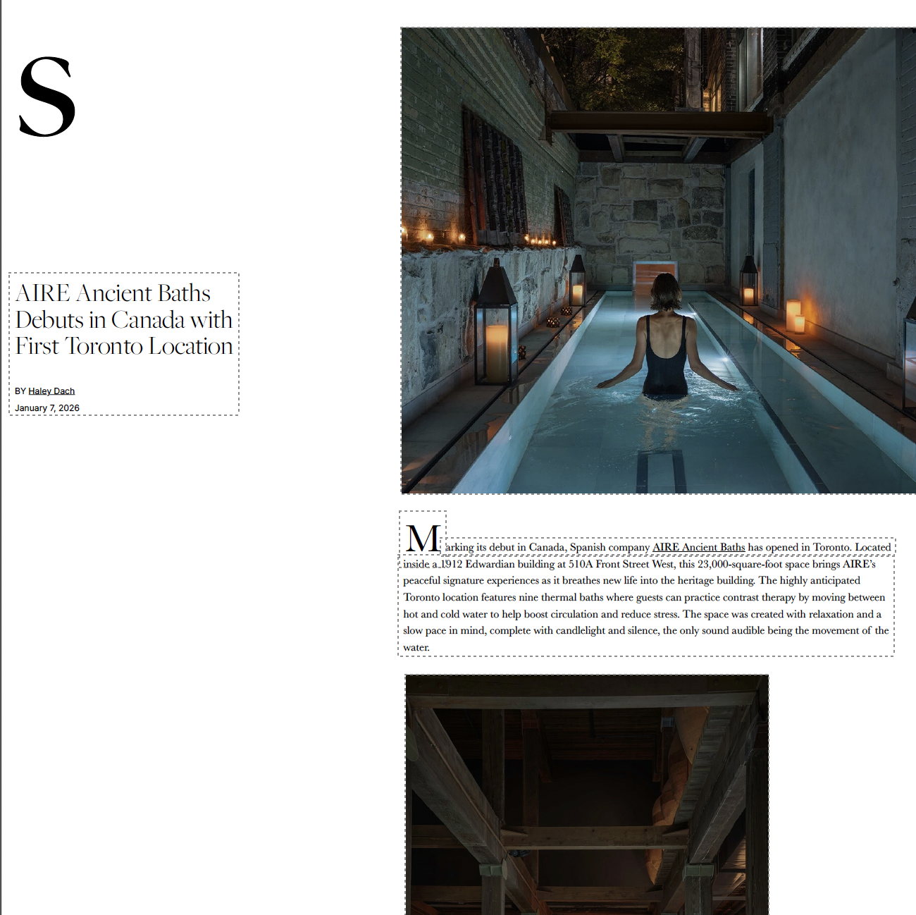 S/Magazine: AIRE Ancient Baths Debuts in Canada with First Toronto Location