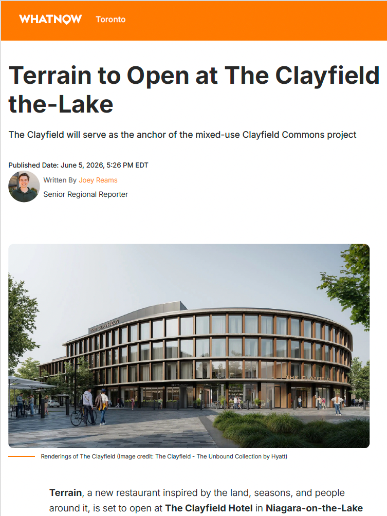 What Now: Terrain to Open at The Clayfield in Niagara-on-the-Lake