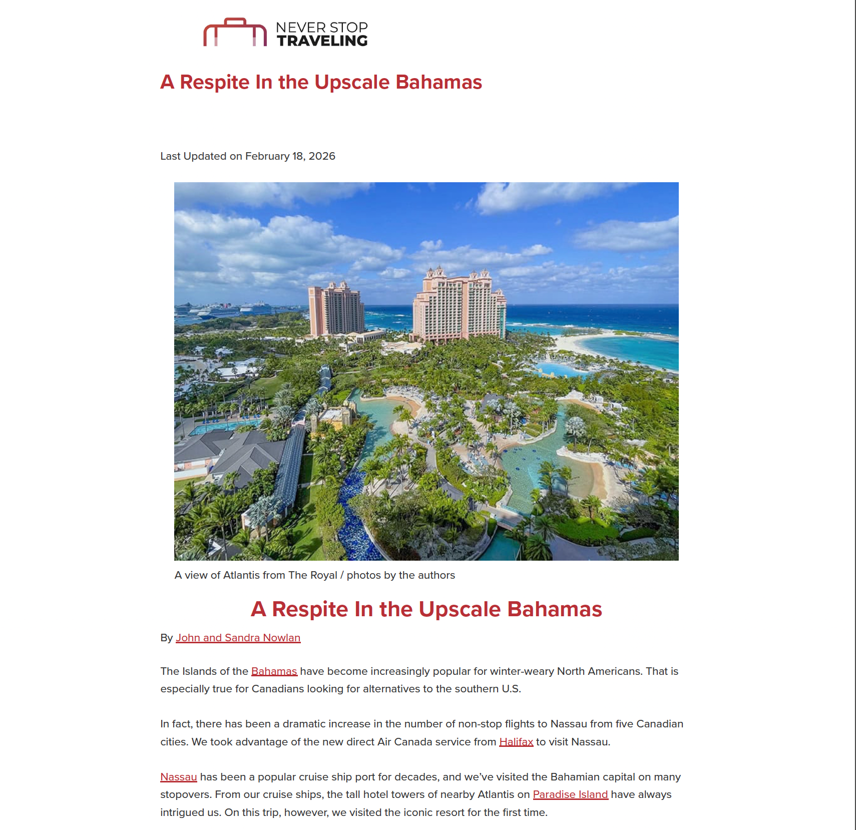 Never Stop Travelling: A Respite In the Upscale Bahamas