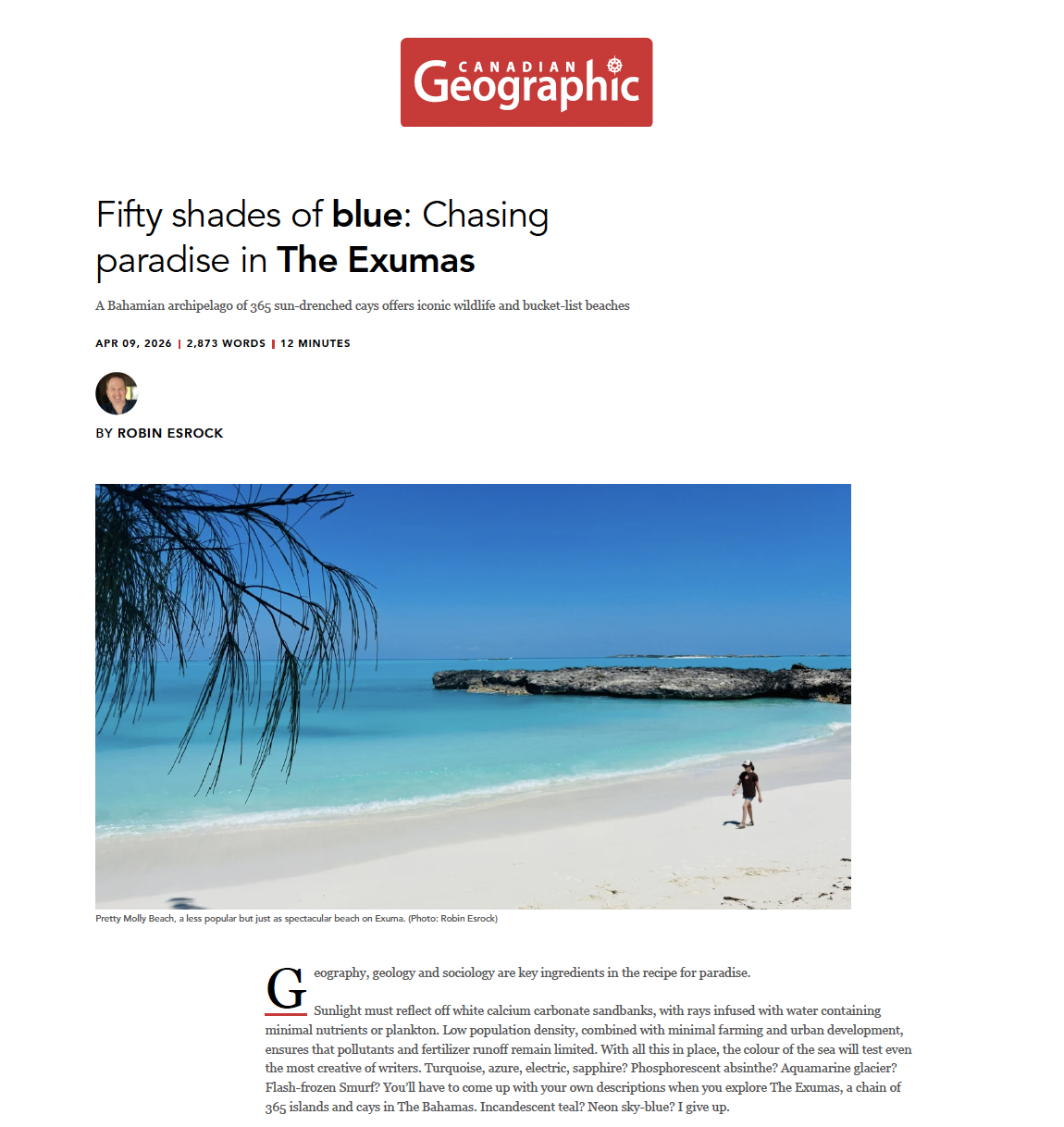 Canadian Geographic: Fifty shades of blue: Chasing paradise in The Exumas
