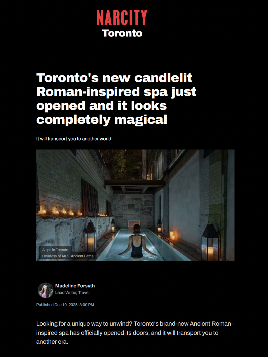 Narcity: Toronto's new candlelit Roman-inspired spa just opened and it looks completely magical