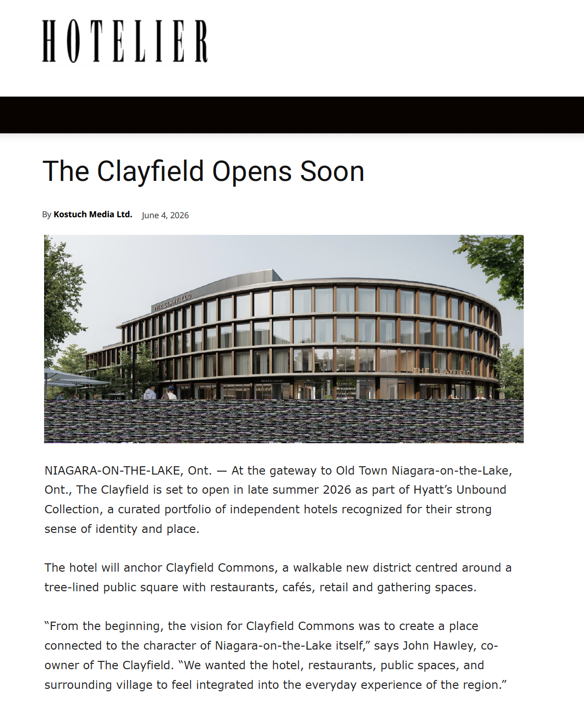 Hotelier Magazine: The Clayfield Opens Soon