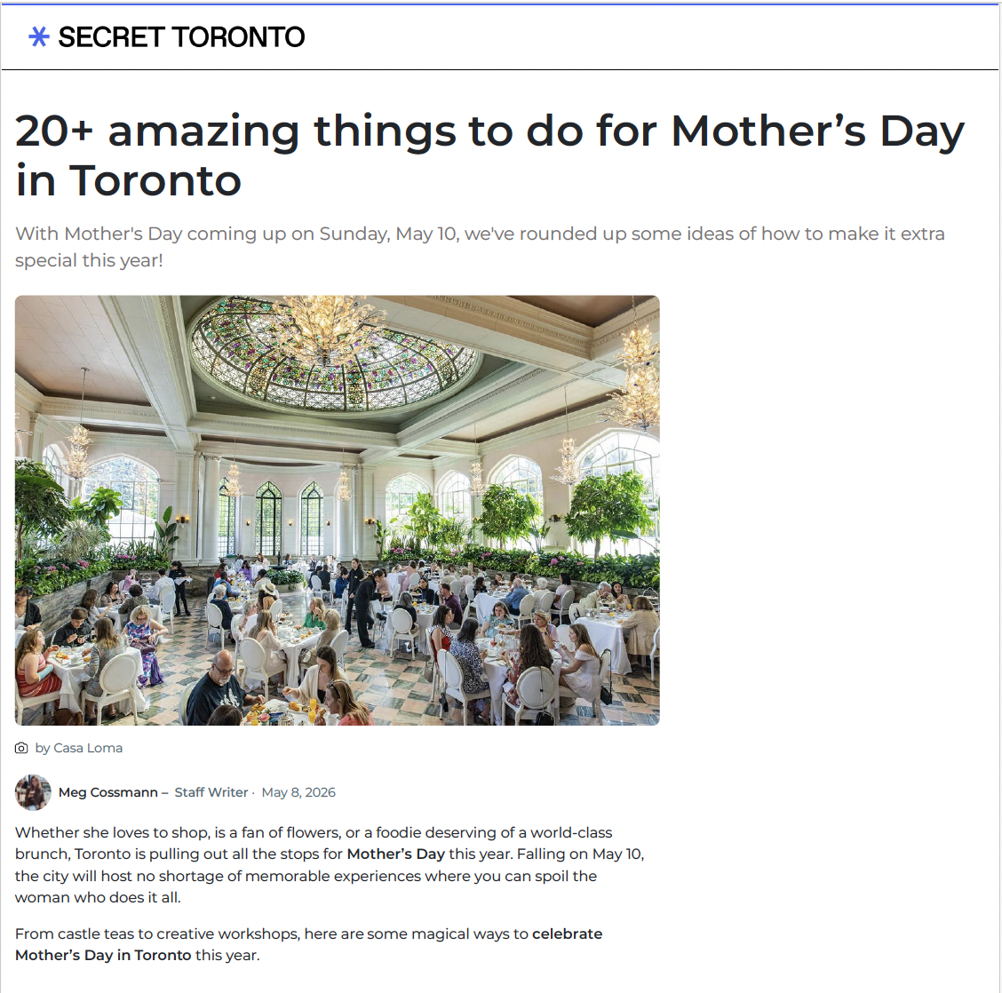 Secret Toronto: 20+ Amazing Things To Do For Mother’s Day In Toronto