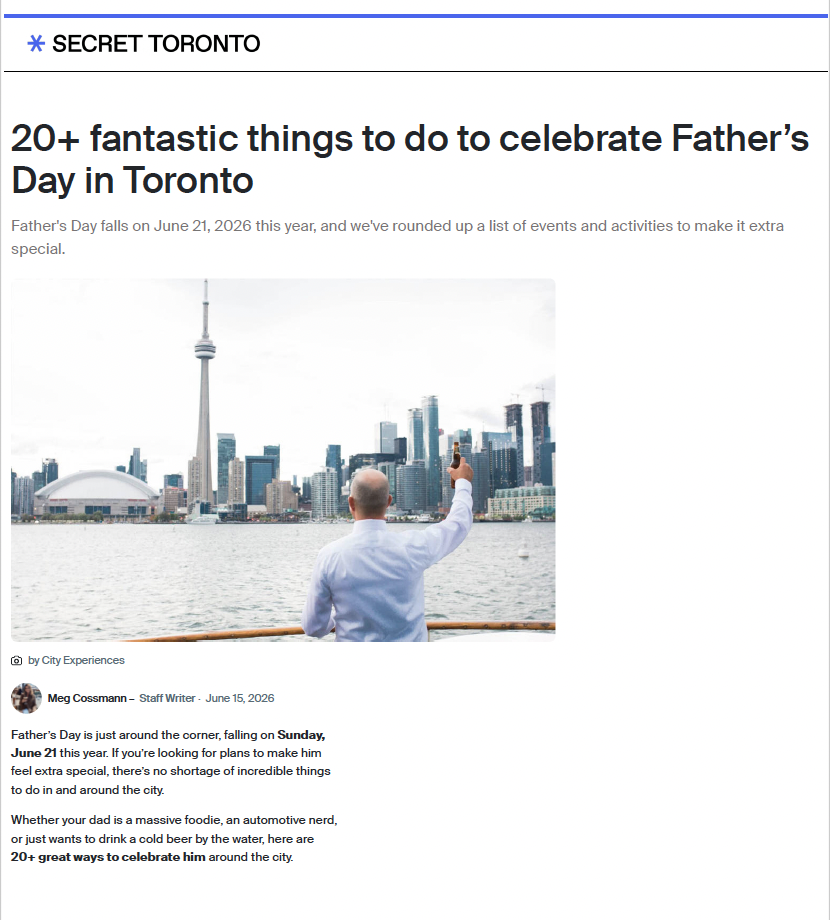 Secret Toronto: 20+ fantastic things to do to celebrate Father’s Day in Toronto