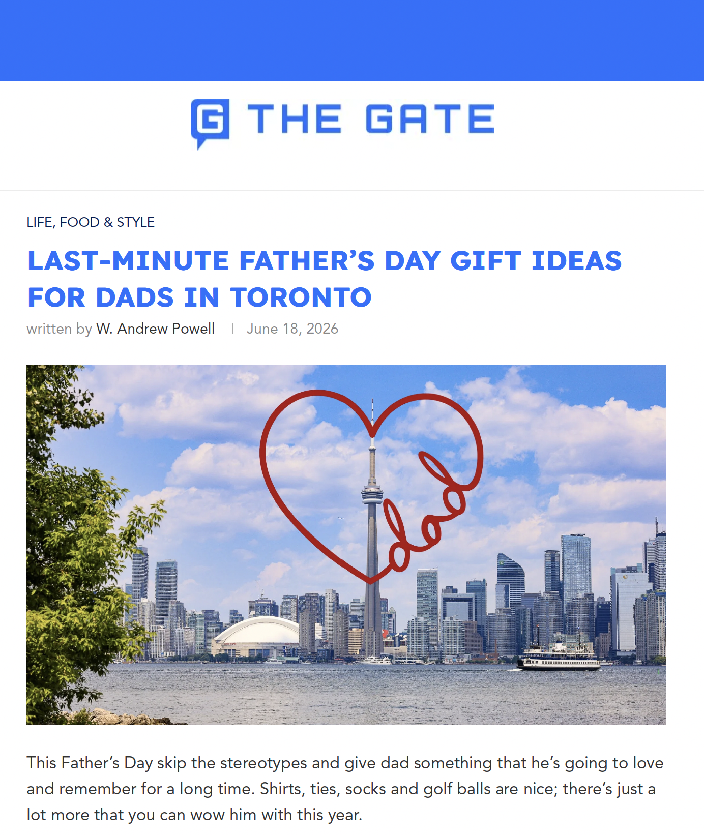 The Gate: Last‑minute Father’s Day gift ideas for dads in Toronto