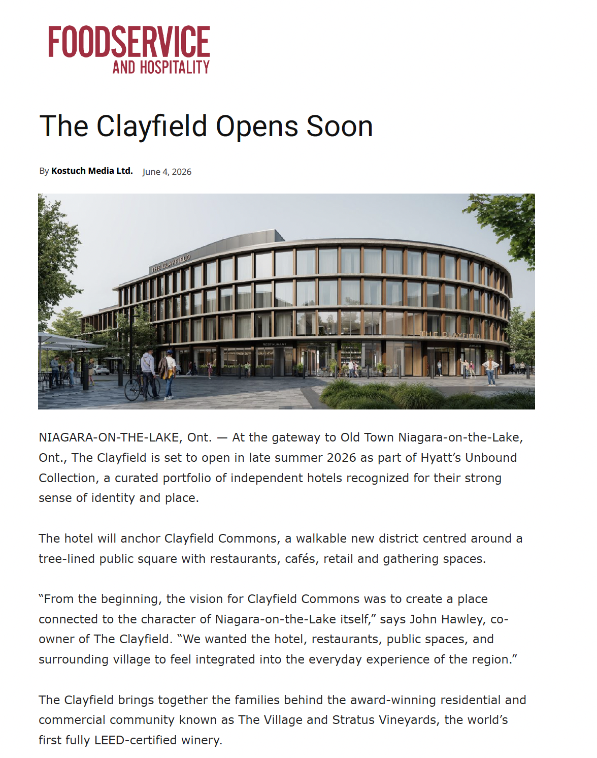 Foodservice and Hospitality Magazine: The Clayfield Opens Soon