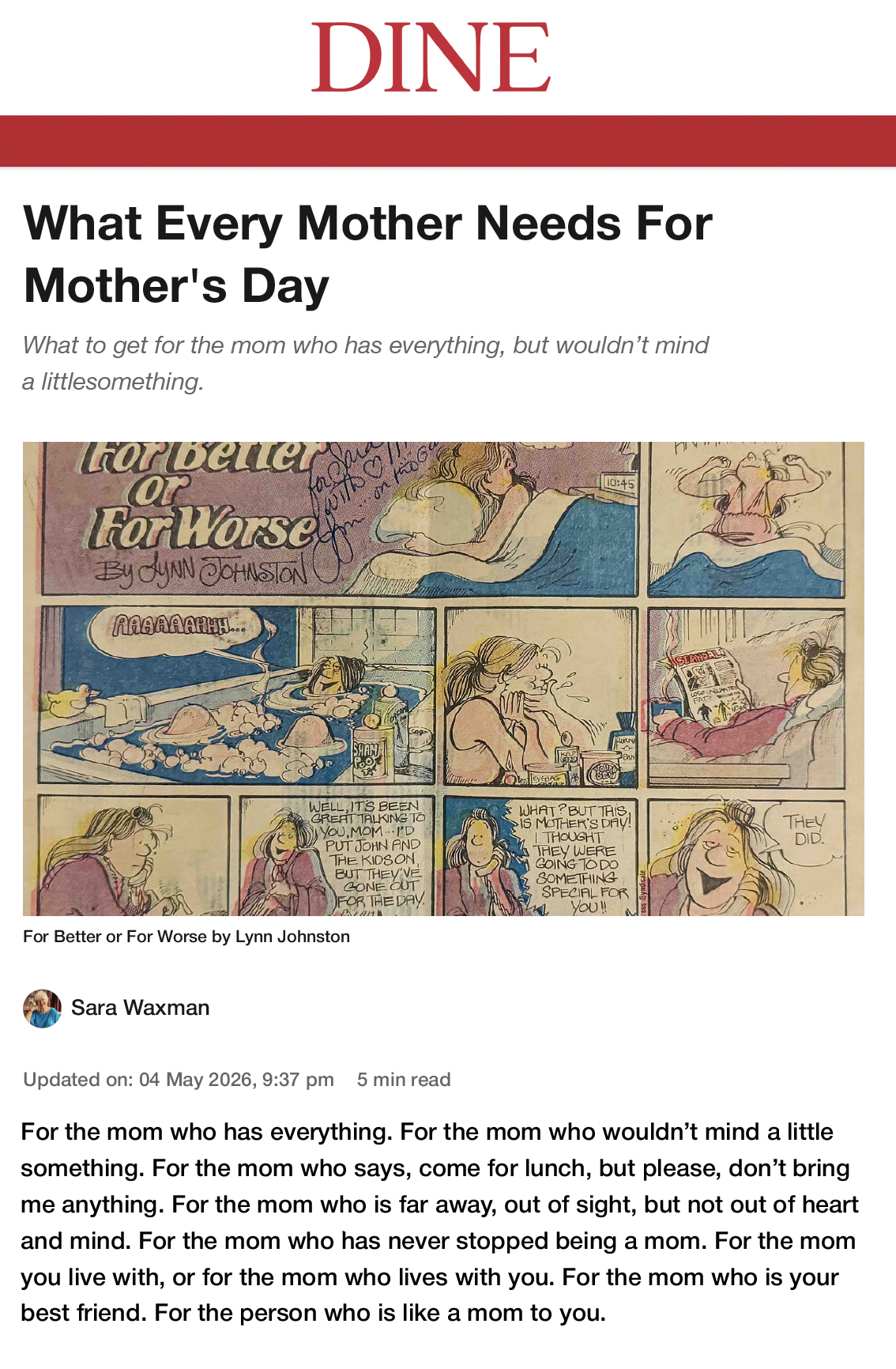 Dine Magazine: What Every Mother Needs For Mother's Day