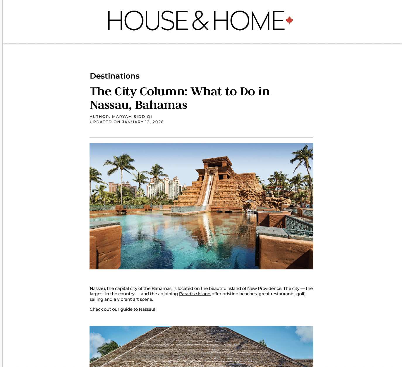 House & Home Magazine: The City Column: What to Do in Nassau, Bahamas