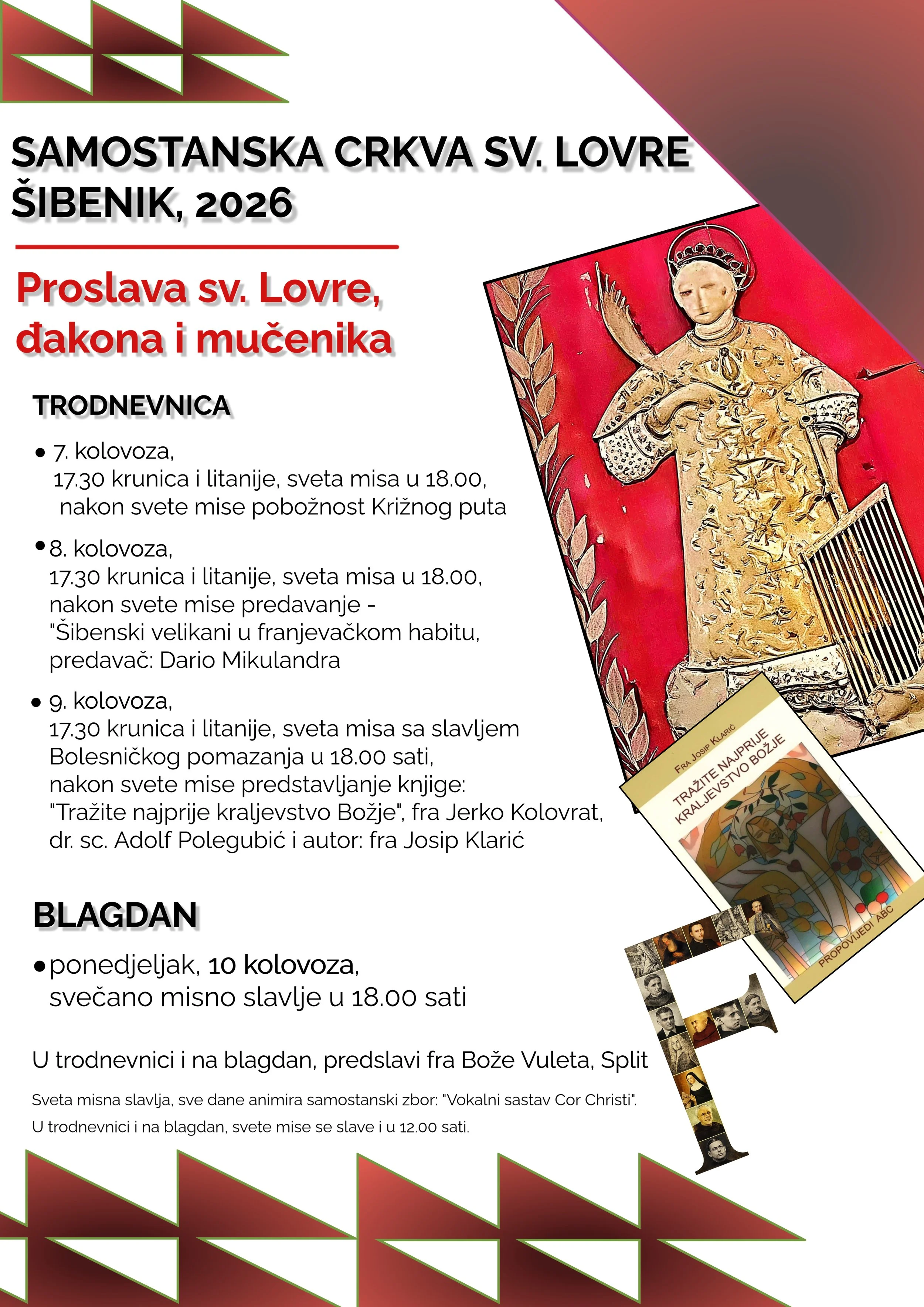 Raspored bogoslužja (2. - 9. kolovoza 2026.)