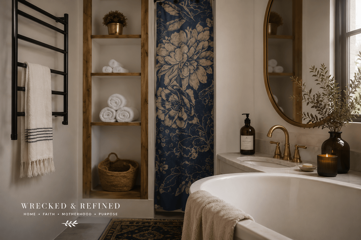 DIY BUILT-IN BATHROOM SHELVES THAT MAKE SMALL BATHROOMS FEEL CUSTOM AND LUXURIOUS