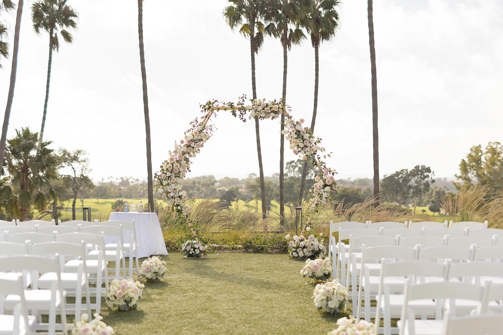 Picture of Marea Lawn Wedding Ceremony Site Setup at VEA Hotel Newport Beach