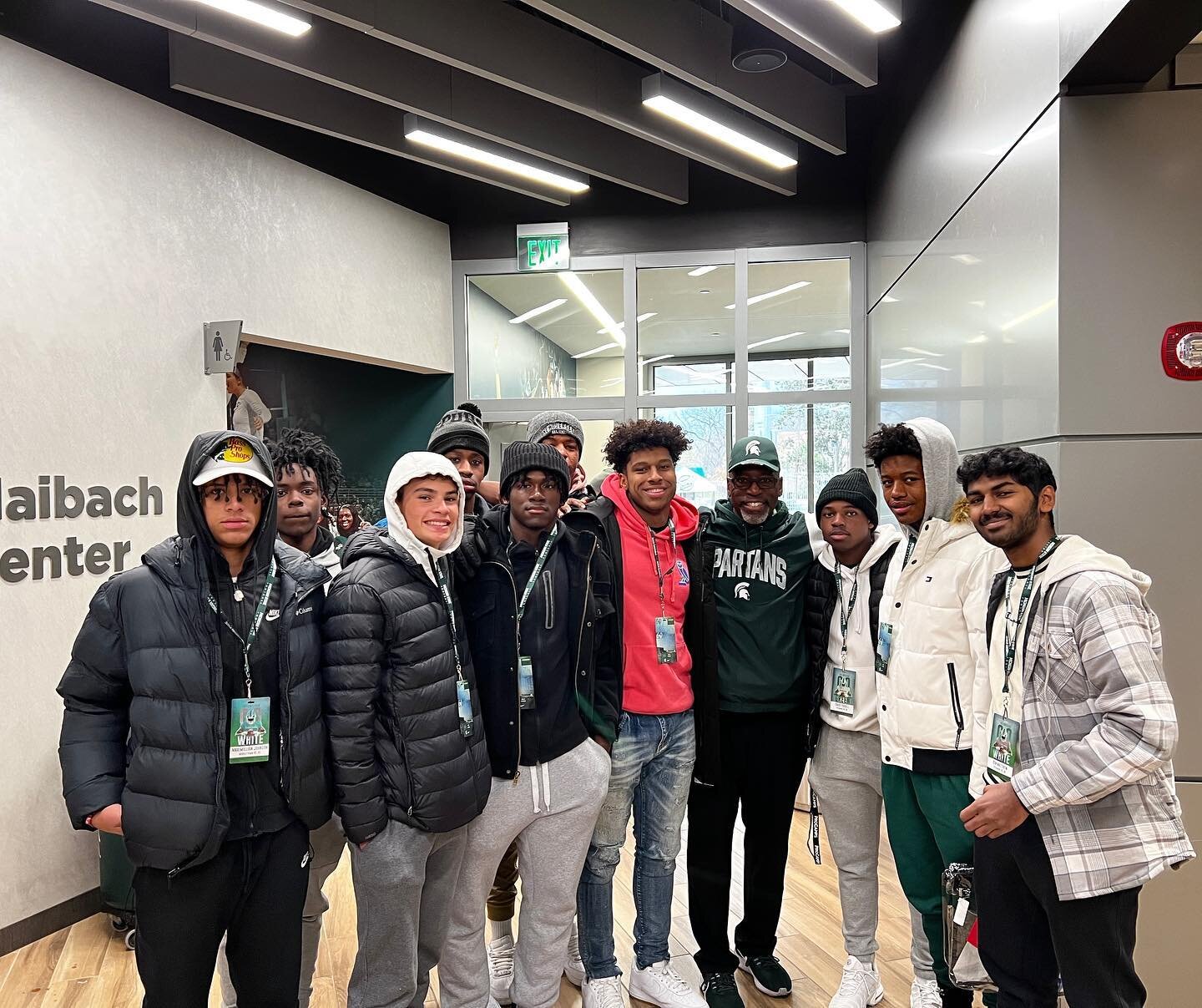 10 STUDENT athletes from Sycamore and Middletown were able to experience a unofficial recruiting visit to Michigan State University during the game on November 12th v Rutgers.  Coach Harlon Barnett gave the guys some words of wisdom and they were ver