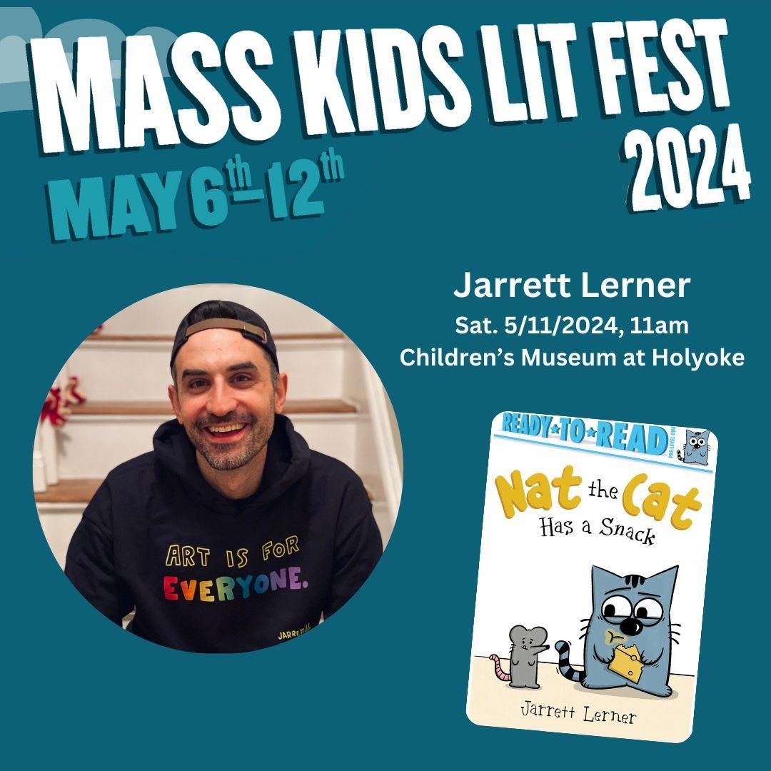 TODAY!!! @childrensmuseumholyoke hosts award-winning #kidlit #author @jarrett_lerner for a #MassKidsLitFest #comics related activity re: NAT THE CAT HAS A SNACK (@simonkids)! Sure to be hilarious! Info @ Kids Lit Fest link in bio. #cartoons #Children