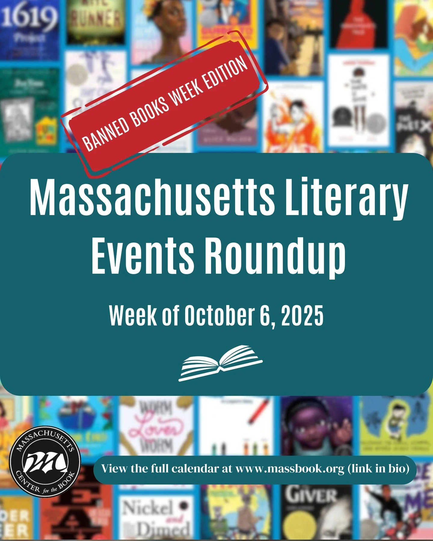 Welcome to your weekly MA literary events roundup, Banned Books Week Edition! More info at massbook.org/ma-literary-events

Oct. 8th- Lenox Library (@lenoxlibrary) invites you to read for your rights during our all-day Banned Bookathon. Sign up for a