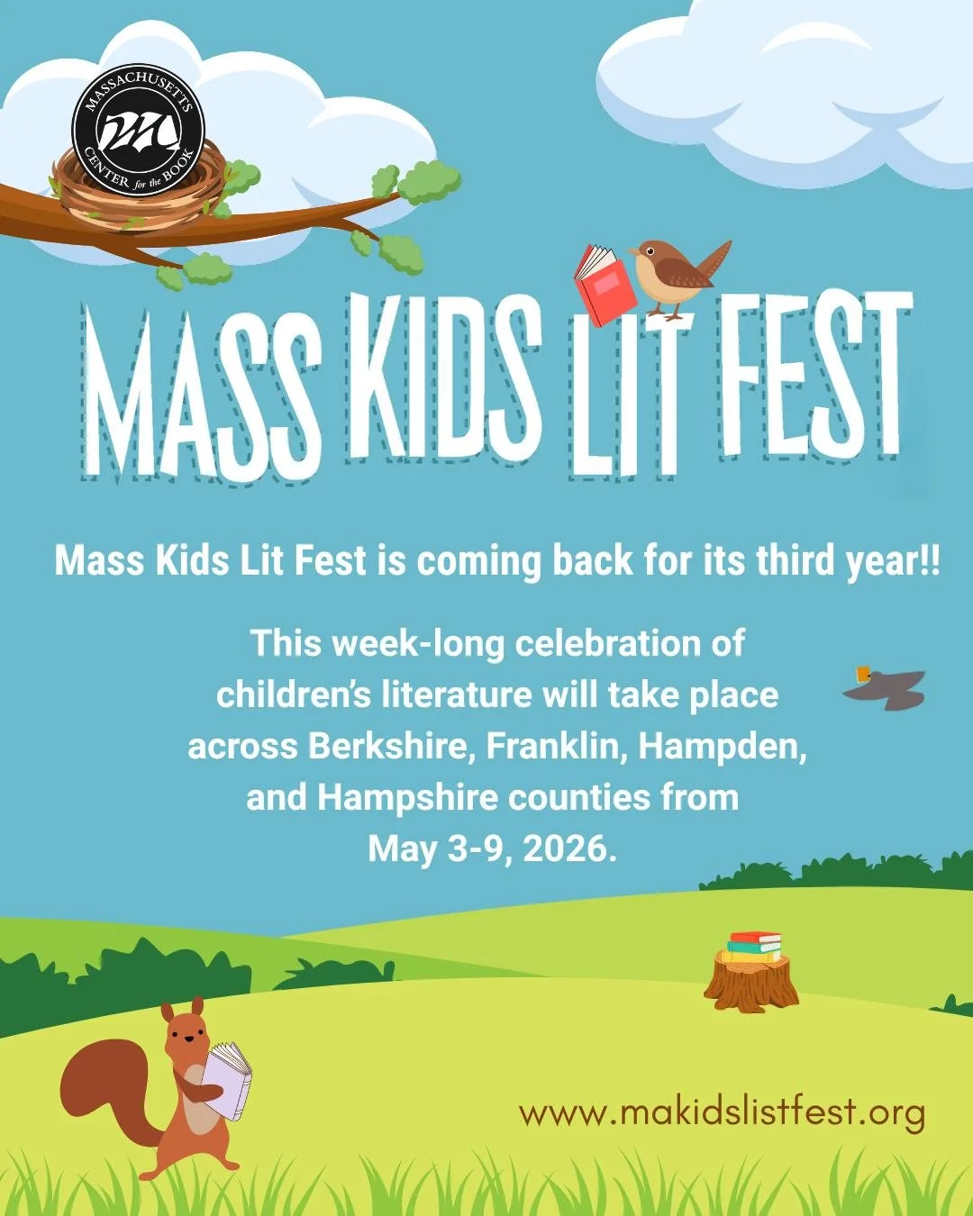 Today is the last day to apply to be a part of Mass Kids Lit Fest 2026! Venues who would like to host authors, and authors who are interested in participating, should head to makidslitfest.org apply! Link in Bio.