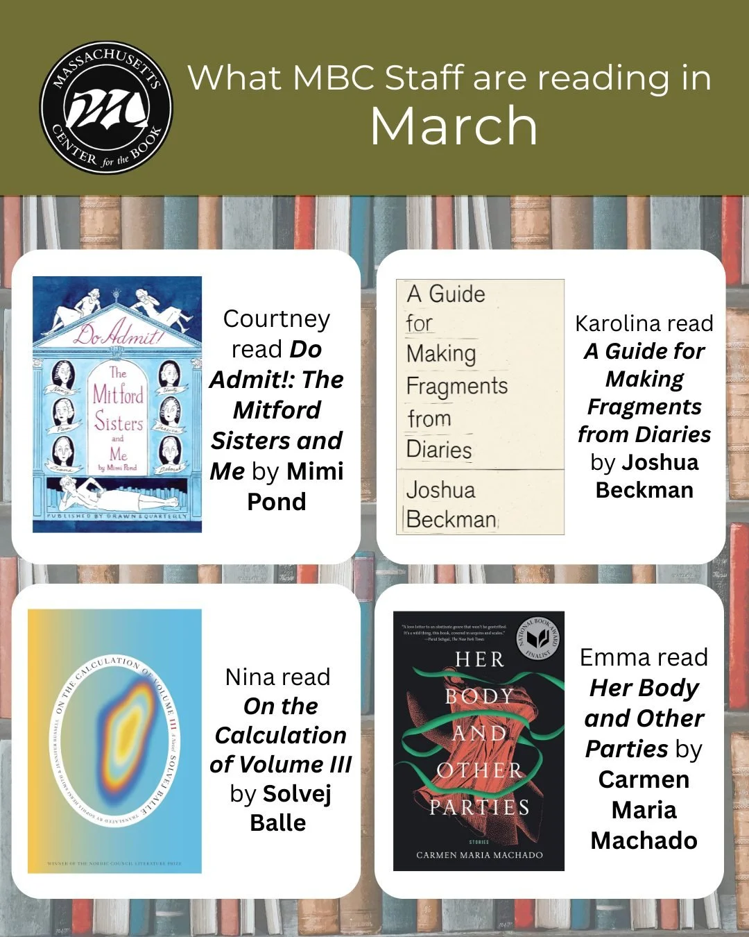 Our March staff reads are here! Maybe one of these is your next favorite book. Happy Spring Reading! -MCB