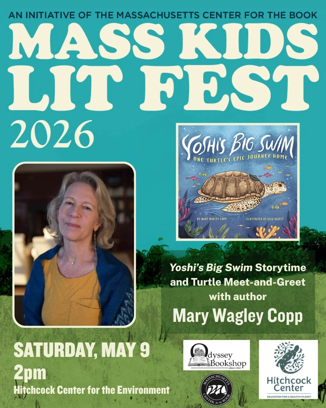 Join the Hitchcock Center for the Environment for a special storytime with award-winning children&rsquo;s author Mary Wagley Copp on Saturday, May 9! The event will focus on Mary&rsquo;s picture book, Yoshi&rsquo;s Big Swim: One Turtle&rsquo;s Epic J