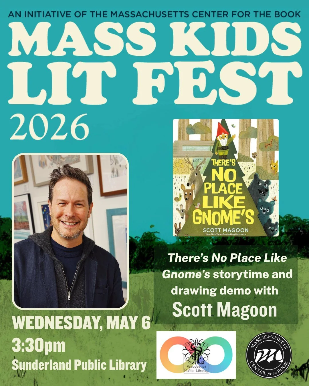 Join the Sunderland Public Library for a fun, interactive storytime with New York Times-bestselling illustrator Scott Magoon! Scott will introduce his new picture book, There&rsquo;s No Place Like Gnome&rsquo;s&mdash;a story rooted in community, set 