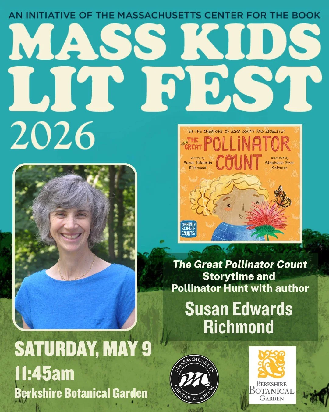 Join the Berkshire Botanical Garden for a special storytime with acclaimed children&rsquo;s author Susan Edwards Richmond! The event is focused on Susan&rsquo;s new book The Great Pollinator Count, which follows Mellie and her classmates as they expl