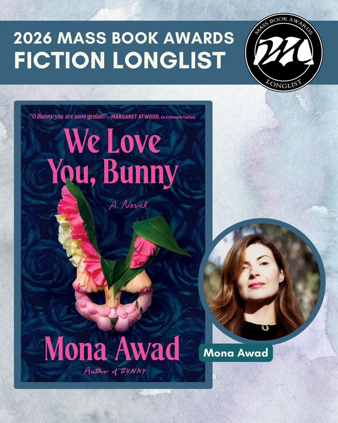 Today we highlight Fiction longlist title &ldquo;We Love You, Bunny&rdquo; by Mona Awad (Scribner). 
(@misss_read, @scribnerbooks). 
"When We Love You, Bunny" opens, Sam has just published her first novel to critical acclaim. But at a New E