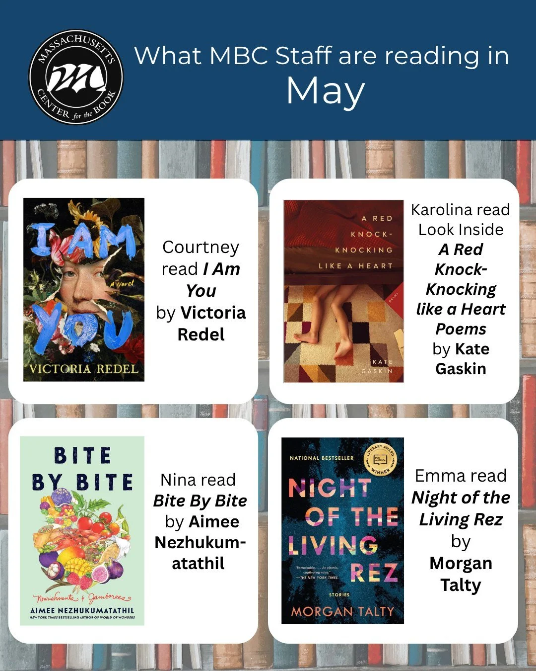 Our MCB Staff Reads for May are here! Check out these 4 titles and see if some need to be added to your TBR pile. Happy Reading! - MCB