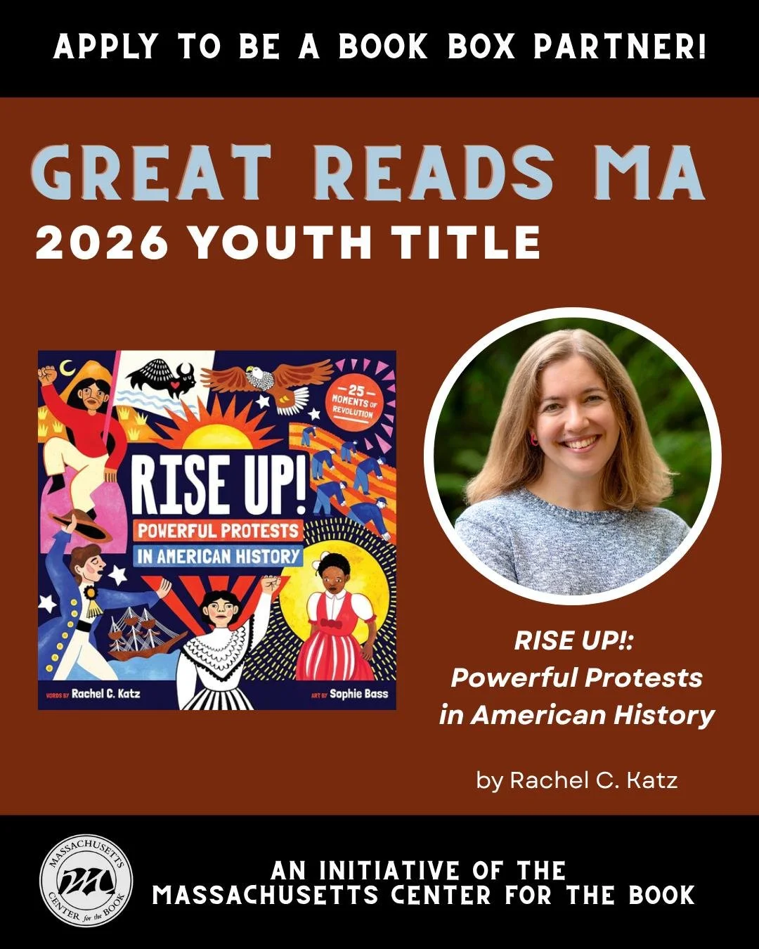 This year for our MA Great Reads titles we will have Book Box partners for both the Adult and Youth titles. Head to linktree to check out both titles and learn more about. There are buttons on each page to apply to be a partner with us and learn more