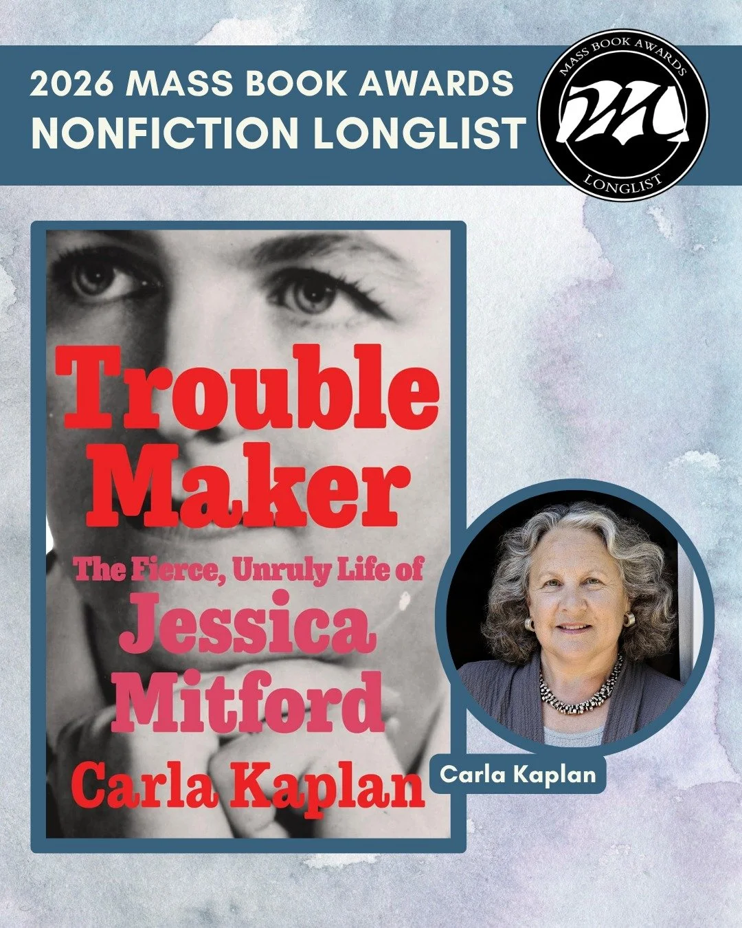 Today we highlight Nonfiction longlist title &ldquo;Trouble Maker: The Fierce, Unruly Life of Jessica Mitford&rdquo; by Carla Kaplan (Harper). @harpercollins

Who could predict that a British aristocrat would so energize American antifascist and civi